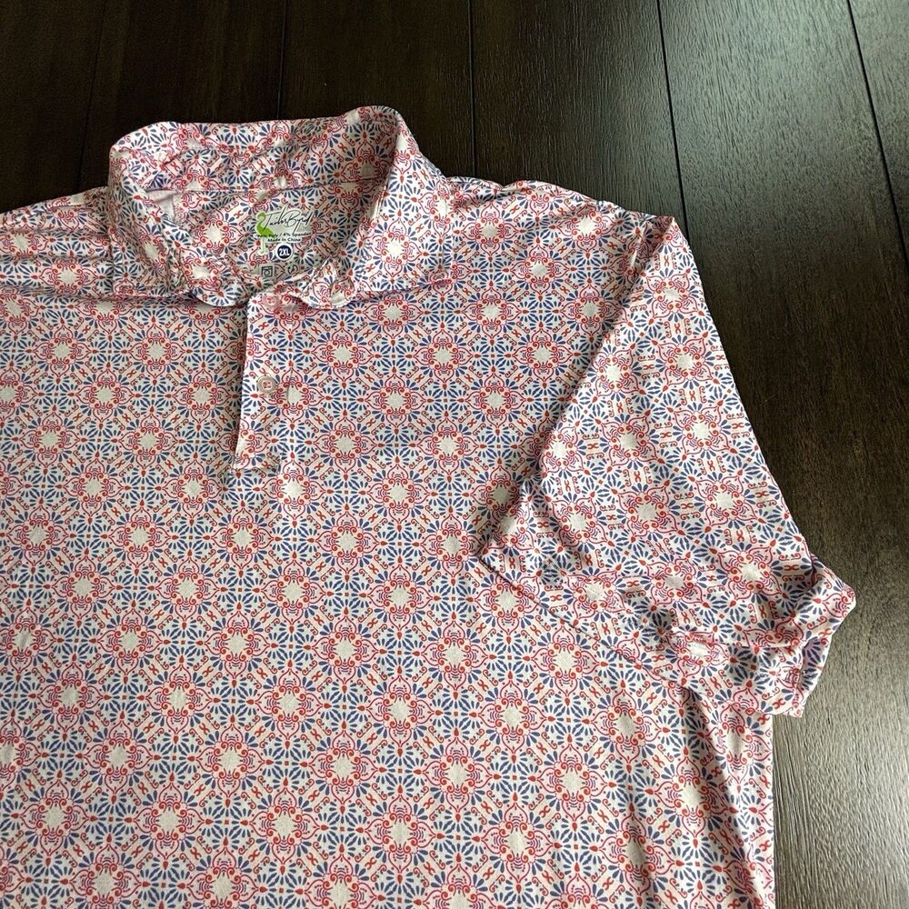 Tailor Byrd Mens Golf Polo 2XL all over print Performance Quick Dry